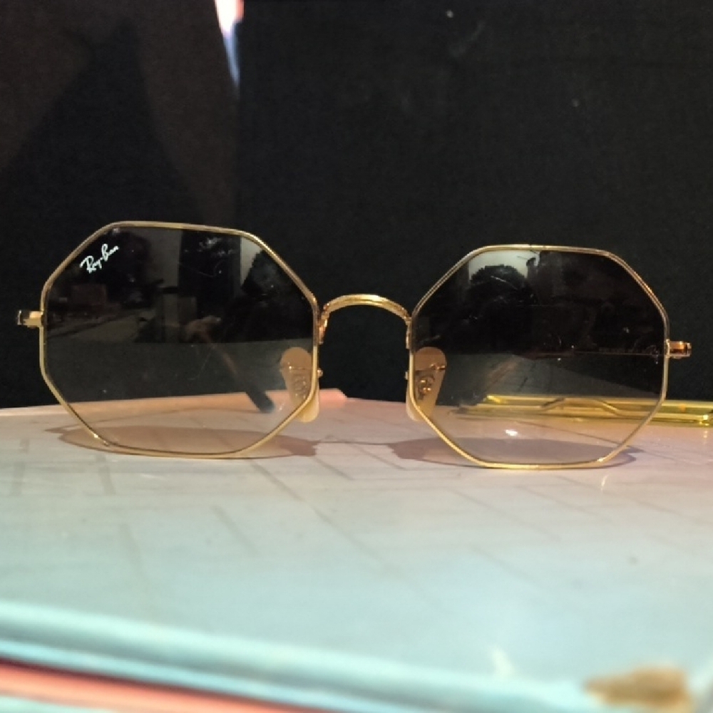 Ray-Ban Gold Hexagonal Sunglasses